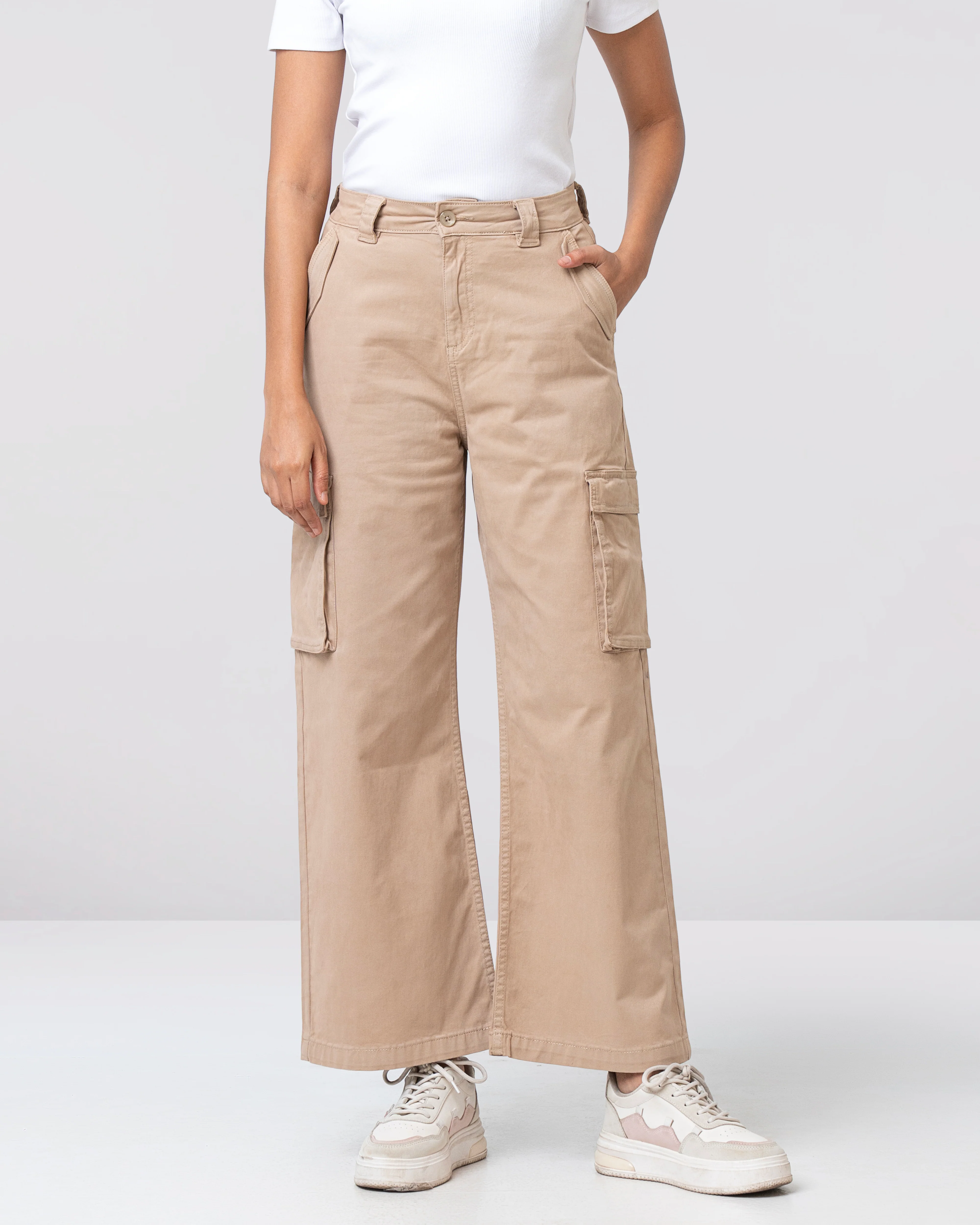 Wide Leg Cargo Twill Pant