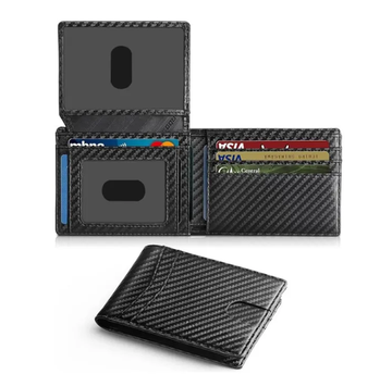 Men's Wallet Ultra Thin Rfid Leather with ID Window Multi Card Carbon Fiber Wallet
