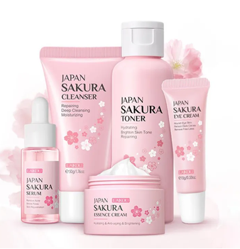 LAIKOU Japan Sakura Toner/ Sunscreen SPF50+ / Cleanser/Serum/Lip Mask/Eye cream/ Essence Cream Combo