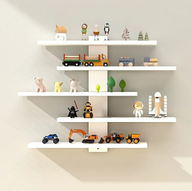 5-Tier Adjustable Wall-Mounted Display Shelf For Action Figures, Small Building Blocks & Collectibles - Modern Home Decor Storage