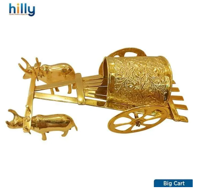 Brass Hand Made Bullock Cart Showpiece For Home And Office